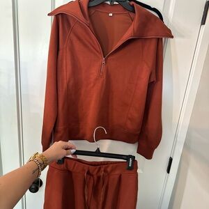 Burnt orange sweatsuit set